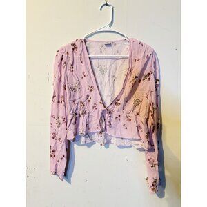 Sunday Best Medium Floral Tie Front Pink Blouse Aritizia